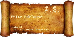 Pritz Rémusz névjegykártya